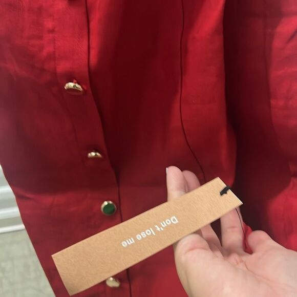 Reformation Shiela Linen Red Strapless mini Dress size 8 - Picture 6 of 8